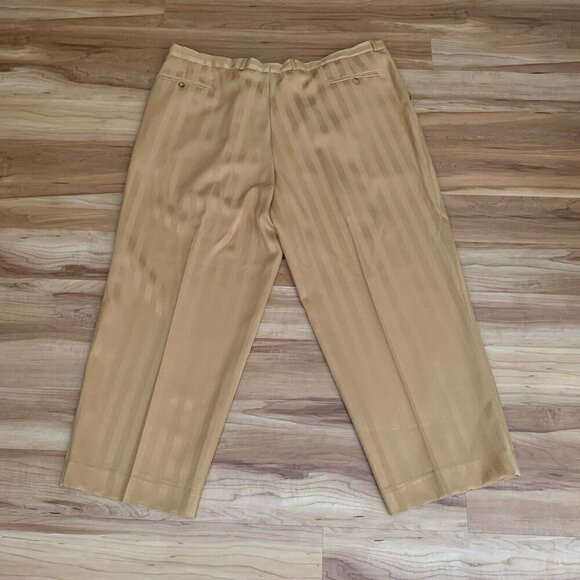Bergati Styled In Italy Men's Size 50 Regular Pleated Dress Pants Gold Striped - Picture 2 of 5